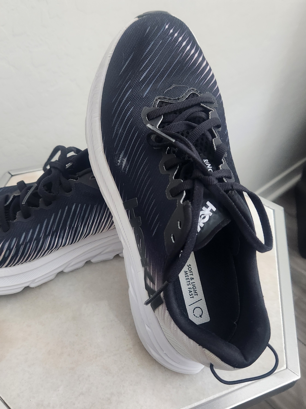 HOKA Black and White Running Sneakers